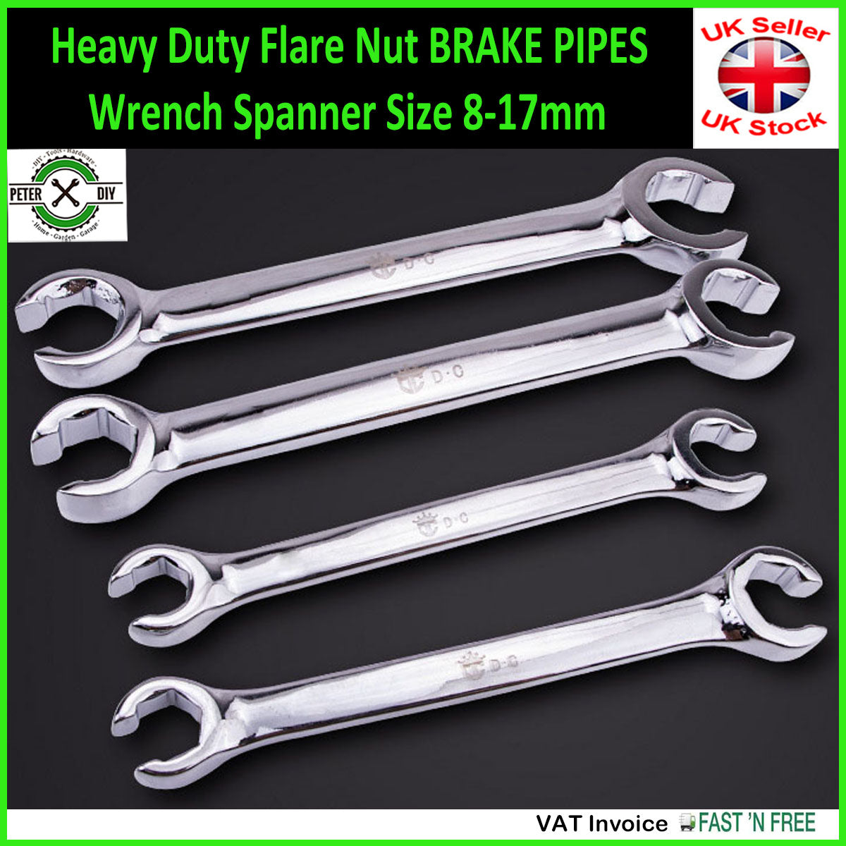Heavy Duty Flare Nut BRAKE PIPES Wrench Spanner Size 8-17mm