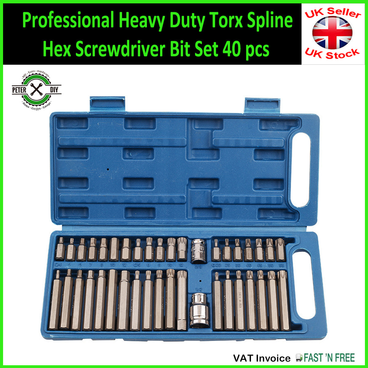 Professional Heavy Duty Torx Spline Hex Screwdriver Bit Set 40 pcs