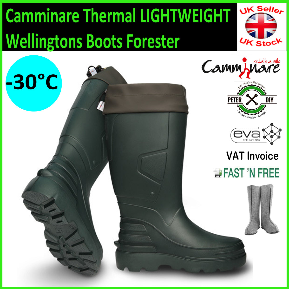 Camminare Thermal LIGHTWEIGHT EVA MATERIAL Wellies Wellingtons Boots Forester
