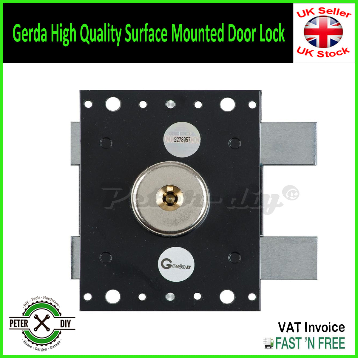 Gerda High Quality Surface Mounted Door Lock Home Office Shop 4 Keys ZX Deadlock
