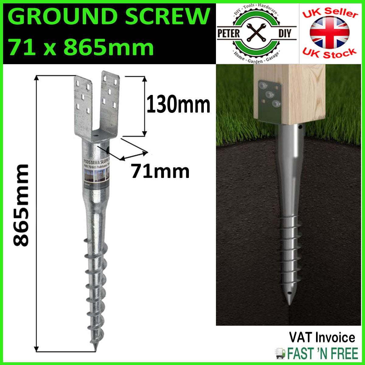 GROUND SCREWS FENCE POST Spike Support Holder Anchor Screw 70/80/90/100/120mm