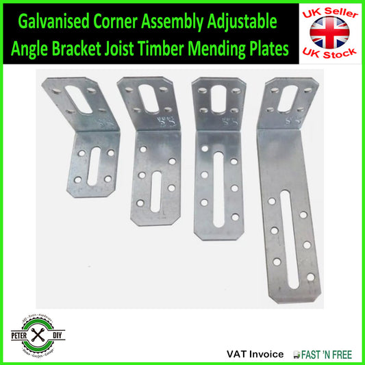 Galvanised Corner Assembly Adjustable Angle Bracket Joist Timber Mending Plates