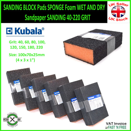 4 x SANDING BLOCK Pads SPONGE Foam WET AND DRY Sandpaper SANDING 40-220 GRIT