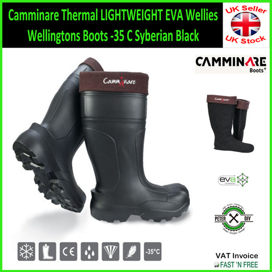 Camminare Thermal LIGHTWEIGHT EVA Wellies Wellingtons Boots -35 C Syberian Black