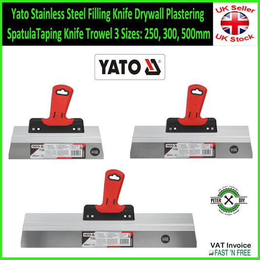 Yato Stainless Steel Filling Knife Drywall Plastering SpatulaTaping Knife Trowel 3 Sizes