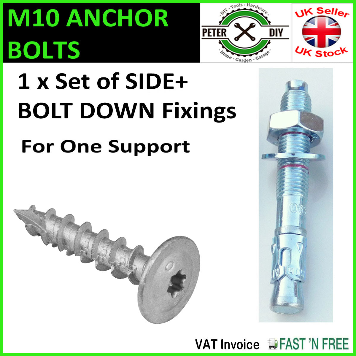 Heavy Duty Galvanised Bolt Down SQUARE POST Fence Foot Base Support 51 - 201mm