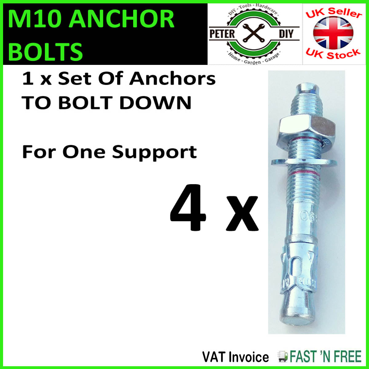 PERGOLA Post Support BOLT DOWN Heavy Duty Galvanised Fence Foot Anchor 80/100mm