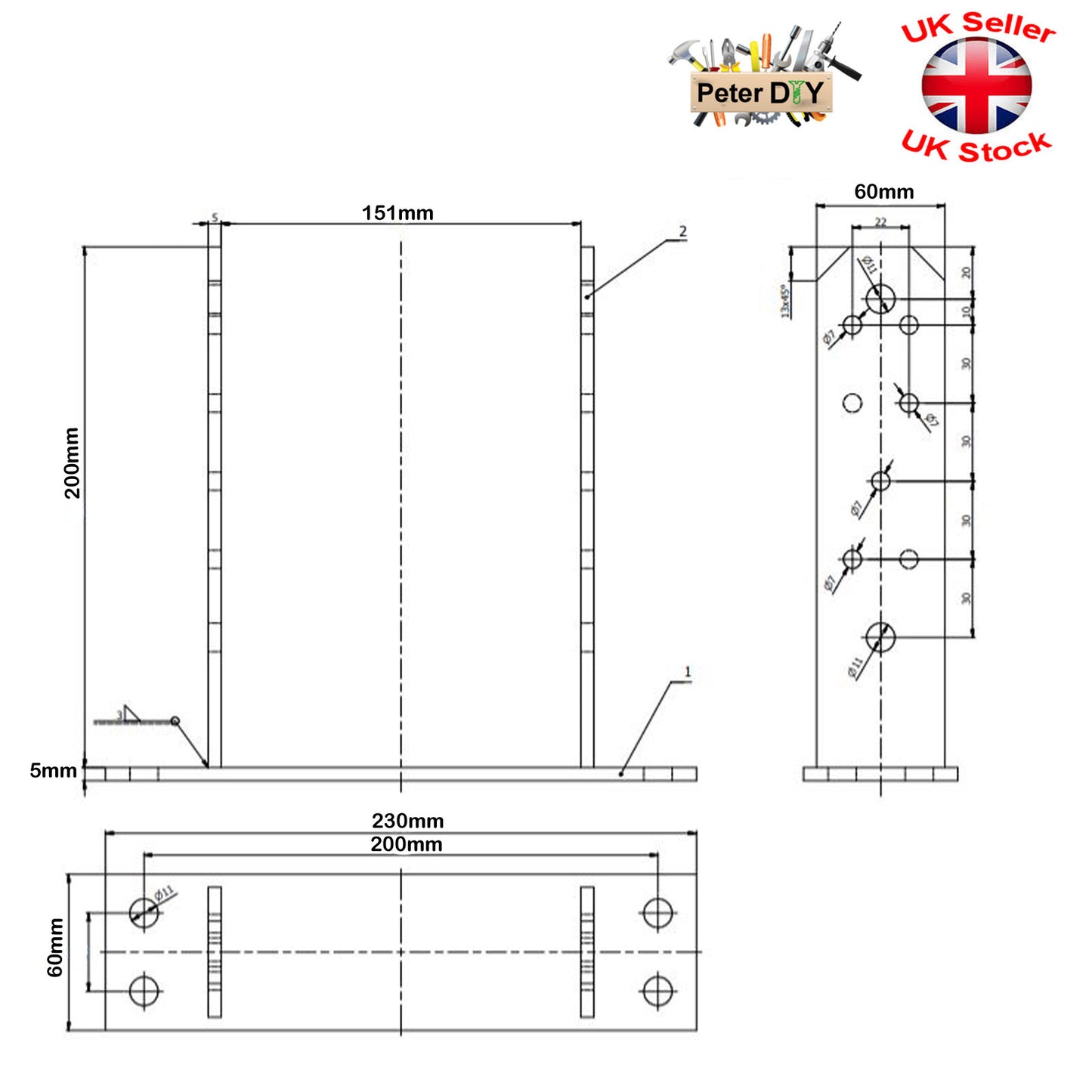 PERGOLA POST SUPPORT Heavy Duty Galvanised ("TT" Type) Foot Shoe Fence Thick:5mm