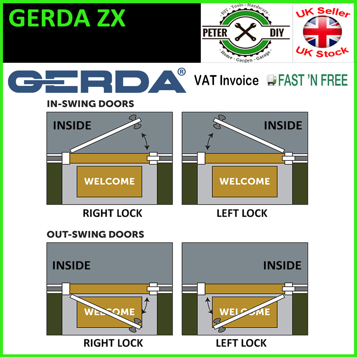 Gerda High Quality Surface Mounted Door Lock Home Office Shop 4