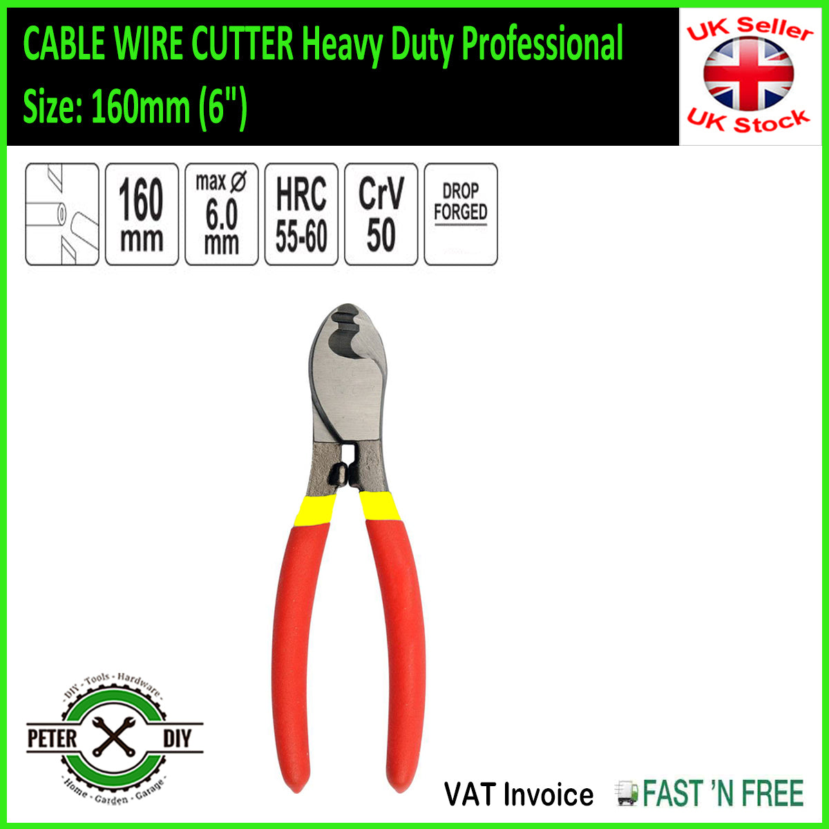 CABLE WIRE CUTTER Heavy Duty Professional Sizes 160, 210, 240 mm (6.5/8.5/9.5")