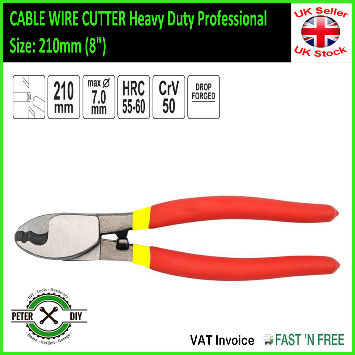 CABLE WIRE CUTTER Heavy Duty Professional Sizes 160, 210, 240 mm (6.5/8.5/9.5")