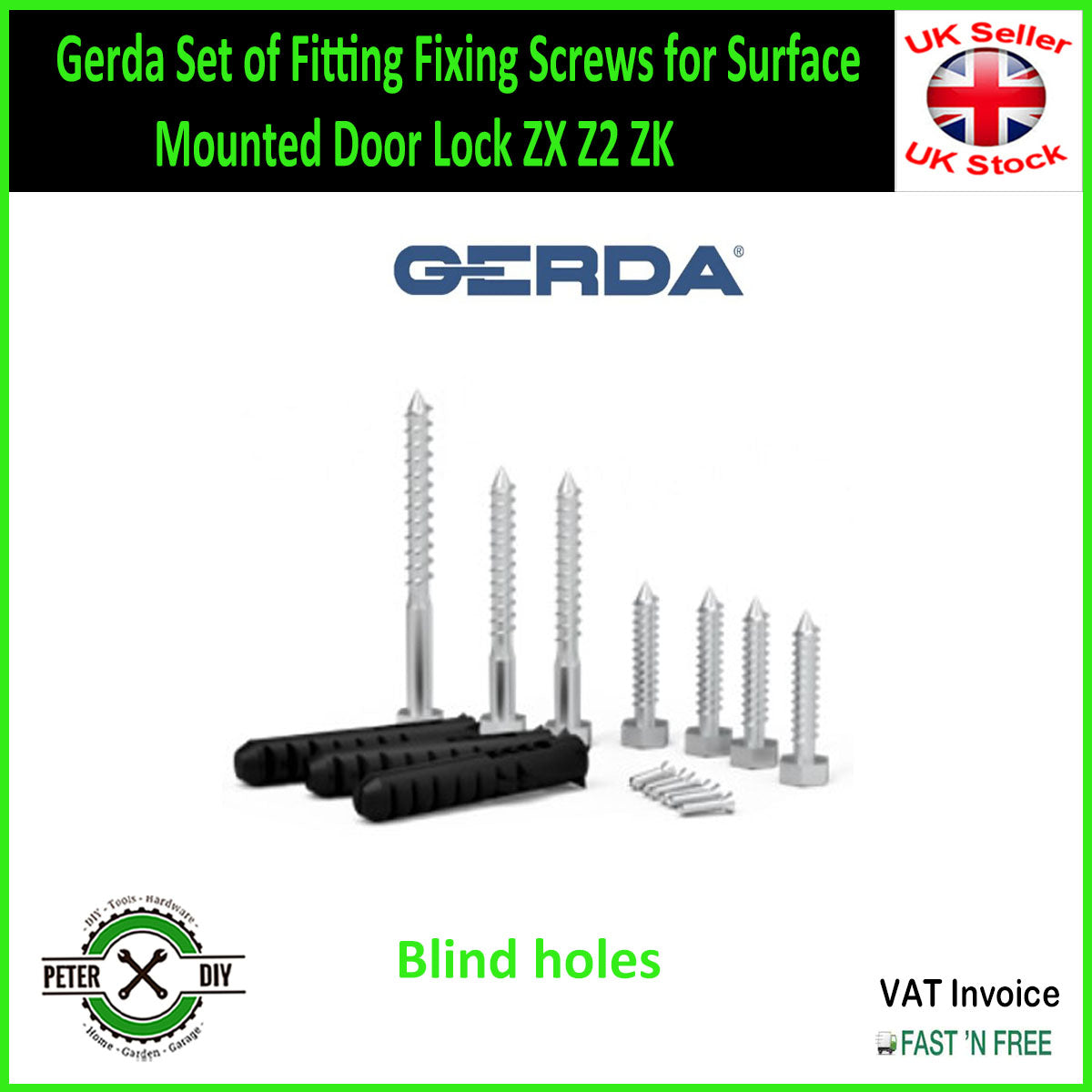 Gerda Set of Fitting Fixing Screws for Surface Mounted Door Lock ZX Z2 ZK