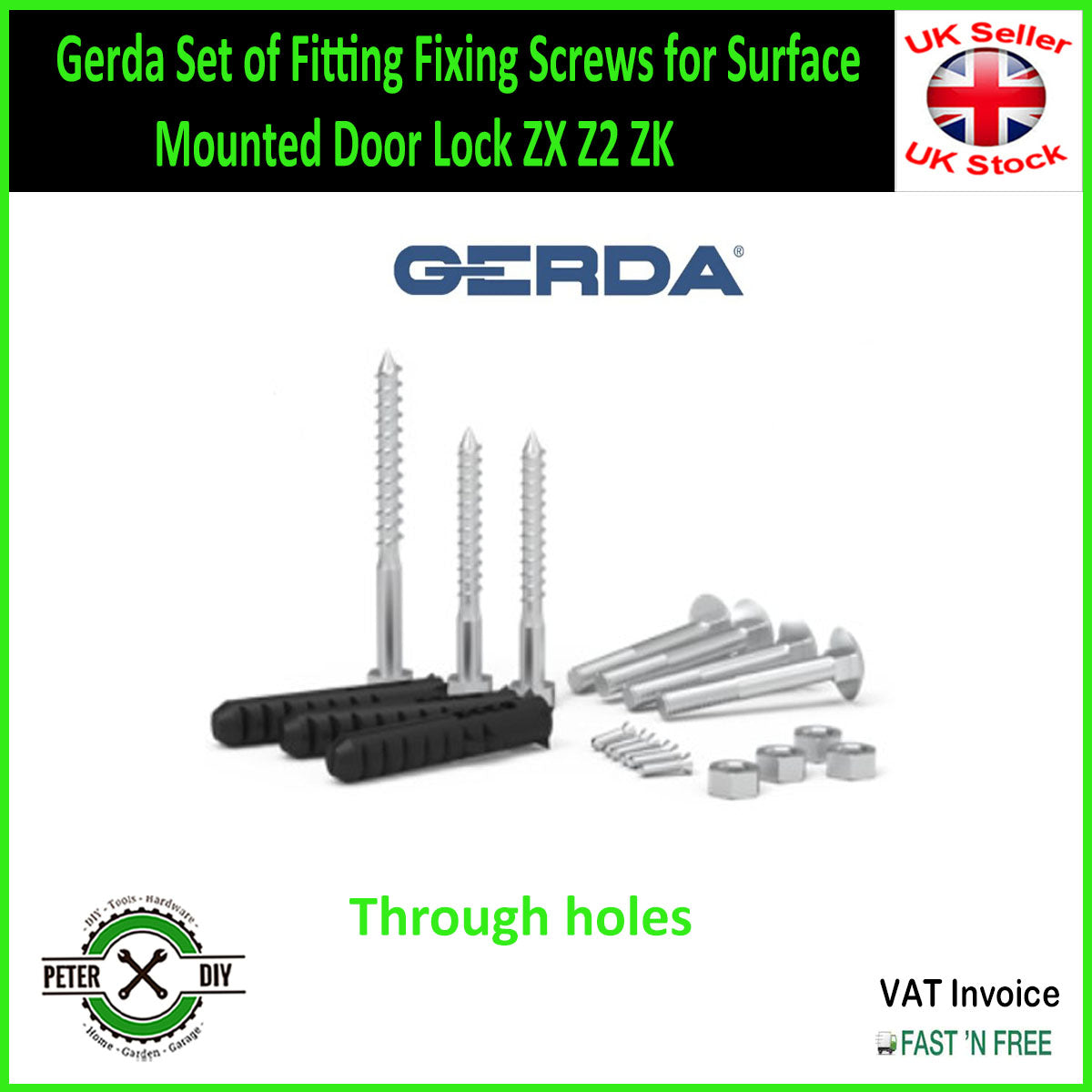 Gerda Set of Fitting Fixing Screws for Surface Mounted Door Lock ZX Z2 ZK