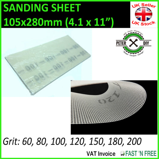 10 x SANDING SHEET White Mesh Abrasive Strips Hand Sander METAL PLASTER 60-220 GRIT