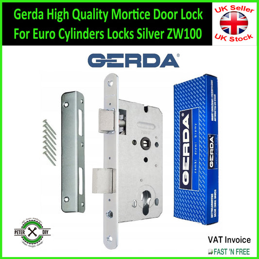 Gerda High Quality Mortice Door Lock For Euro Cylinders Locks Silver ZW100