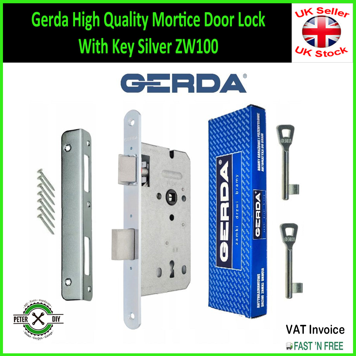Gerda High Quality Mortice Door Lock With Key Silver ZW100 – peter-diy