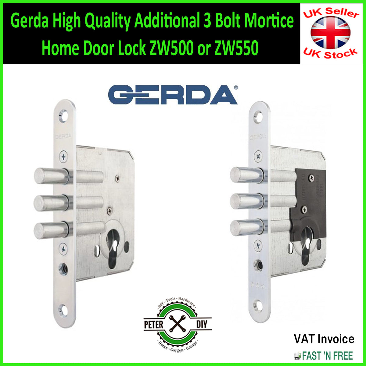 Gerda High Quality Additional 3 Bolt Mortice Home Door Lock ZW500 or ZW550