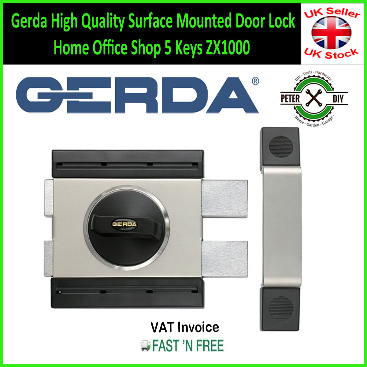 Gerda High Quality Surface Mounted Door Lock Home Office Shop 5 Keys ZX1000