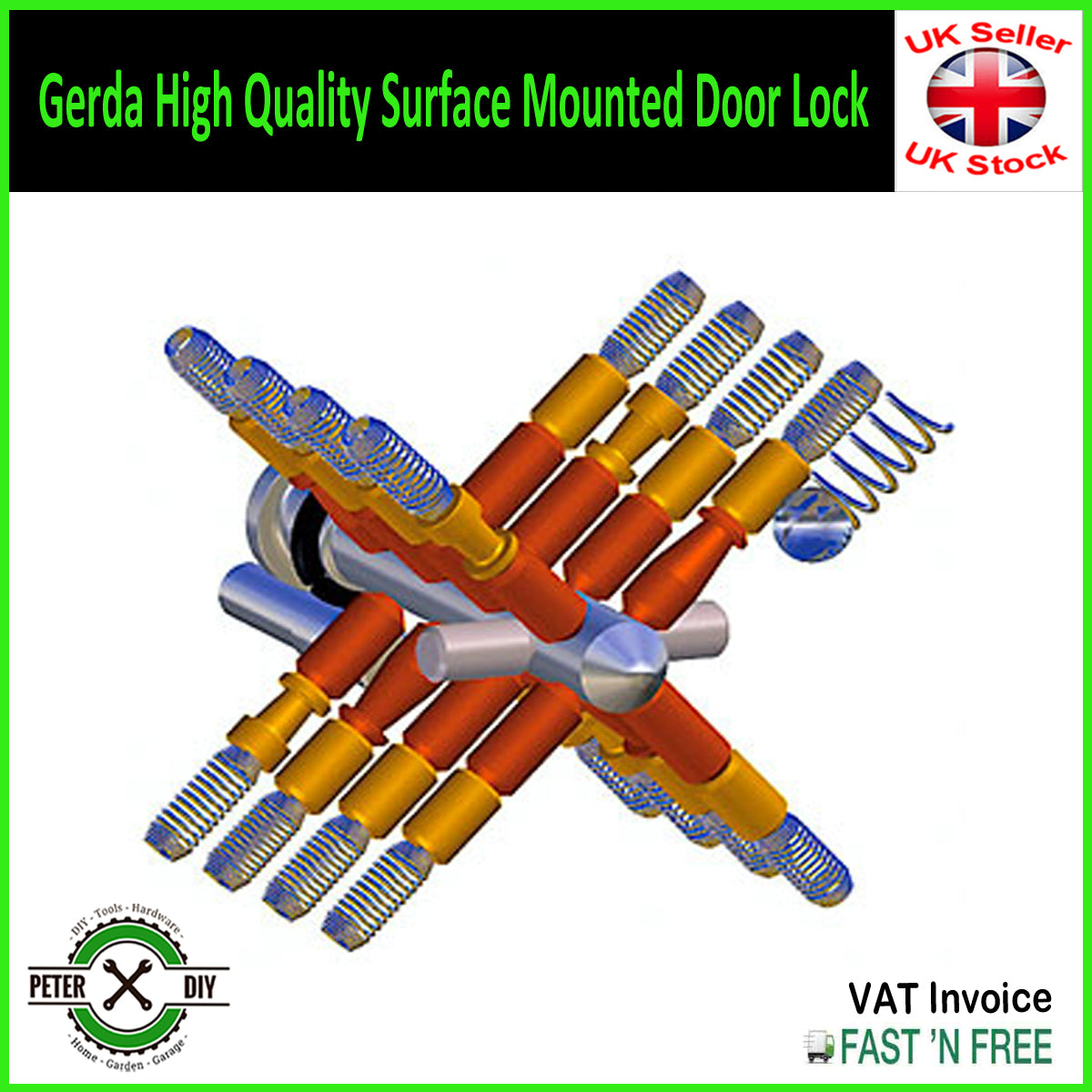 Gerda High Quality Surface Mounted Door Lock Home 4 Keys ZX Non Deadlocking