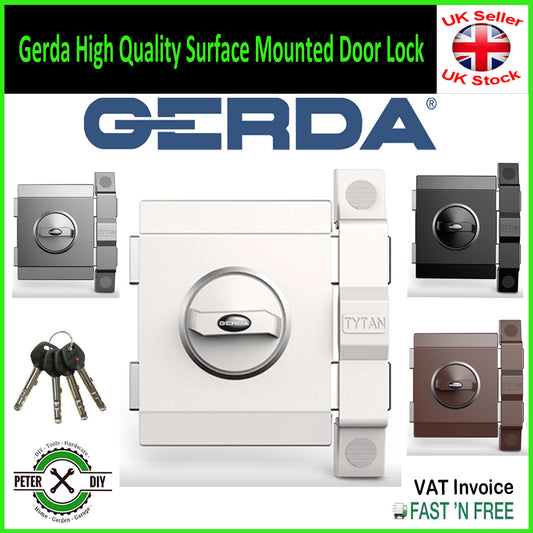 Gerda High Quality Surface Mounted Door Lock Home Office Shop 4 Keys ZX Deadlock