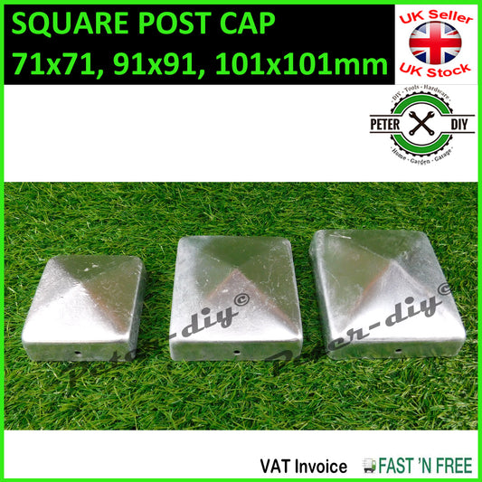 SQUARE Pyramid Silver GALVANISED Fence POST CAP CAPS Cover Top 71mm