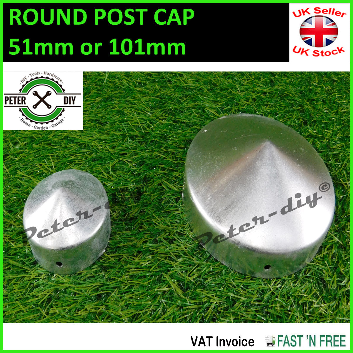 ROUND Pyramid Silver GALVANISED Fence POST CAP CAPS Cover Top