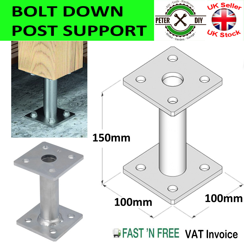 POST ELEVATOR Bolt Down BASE PERGOLA 100/150/200 mm Foot Heavy Duty Galvanised