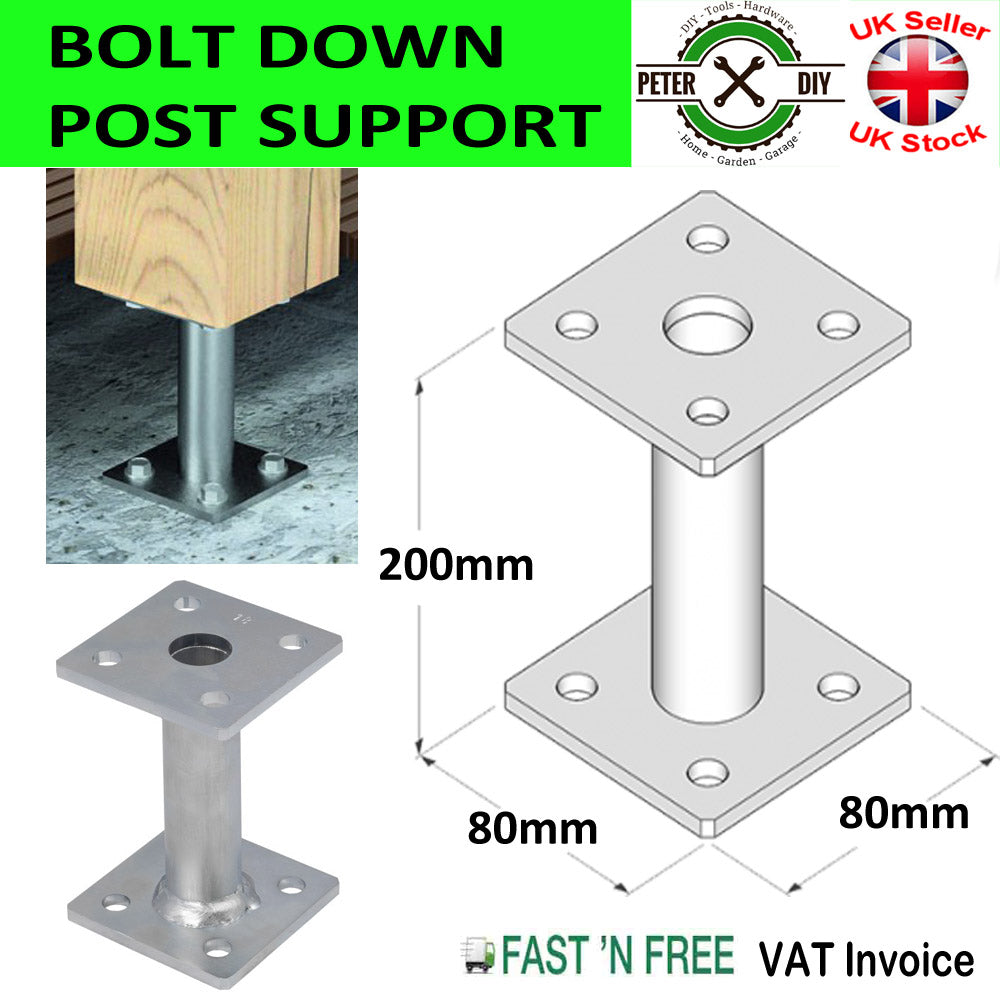 POST ELEVATOR Bolt Down BASE PERGOLA 100/150/200 mm Foot Heavy Duty Galvanised