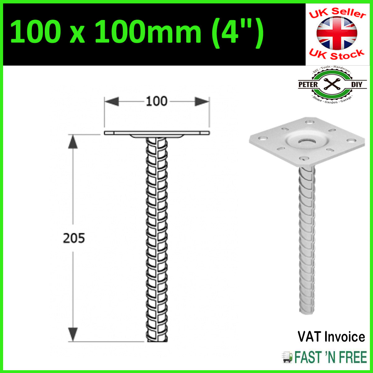 Heavy Duty Galvanised SUPPORT for CONCRETING Post Foot Pergola Anchor 3 Sizes