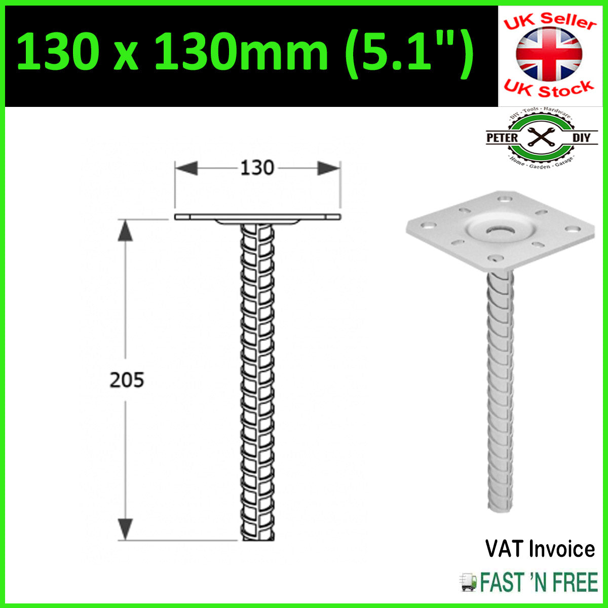 Heavy Duty Galvanised SUPPORT for CONCRETING Post Foot Pergola Anchor 3 Sizes