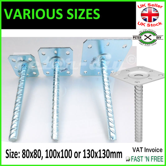 Heavy Duty Galvanised SUPPORT for CONCRETING Post Foot Pergola Anchor 3 Sizes