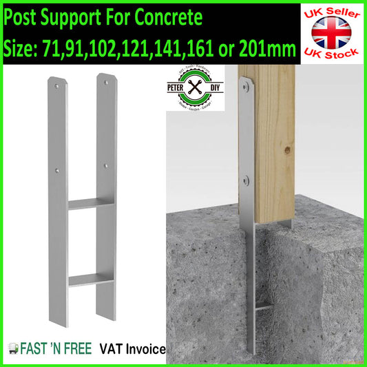 Heavy Duty Galvanised ("H" Shape) Post Fence Foot Anchors Size 71to201mm