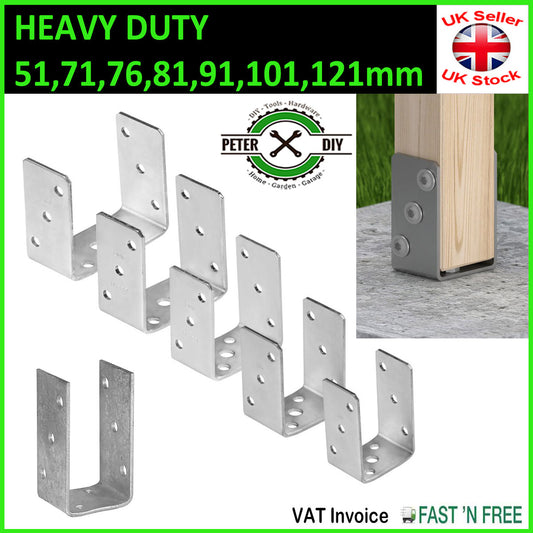 BOLT DOWN Heavy Duty 4mm Galvanised ("U" Shape) BRACKET Base POST Fence FOOT