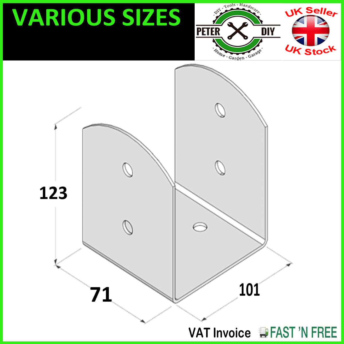 BLACK Bolt Down BASE POST SUPPORT Fence Foot Base Brackets PERGOLA 45-101 mm