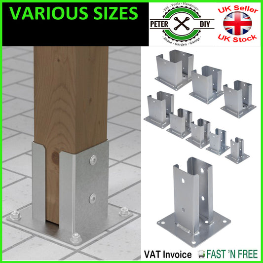 Heavy Duty Galvanised Bolt Down SQUARE POST SUPPORT Fence Foot Base 72-202mm