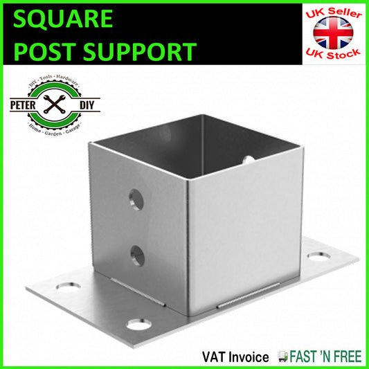 POST SUPPORT HOLDER Galvanised Bolt Down SQUARE Pergola Fence Foot Base 51-101mm