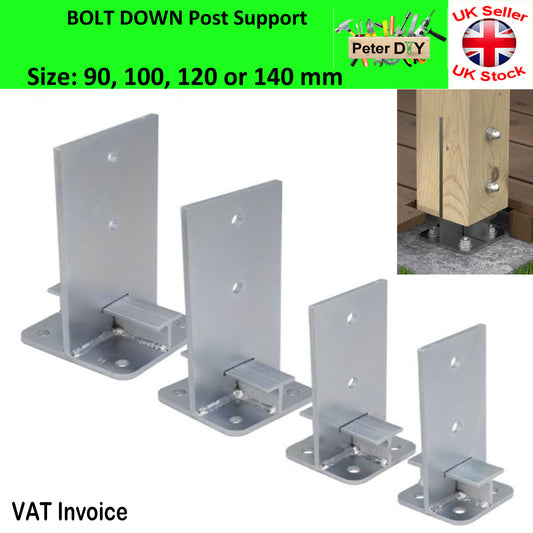 Heavy Duty Galvanised Bolt Down INTERNAL POST SUPPORT PERGOLA Foot Base 90-140mm