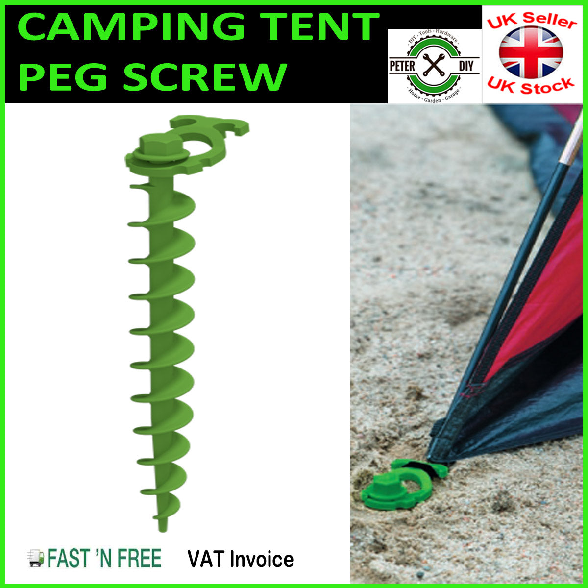 CAMPING CARAVAN TENT AWING GAZEBO Peg Grass Ground Screw Anchor Hook PEGS