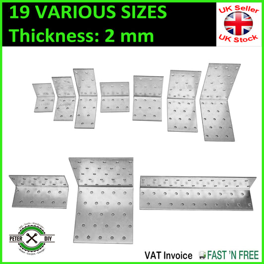 Galvanised Corner Brace 90 Degree Angle Bracket Joist Timber Mending Plates T2mm