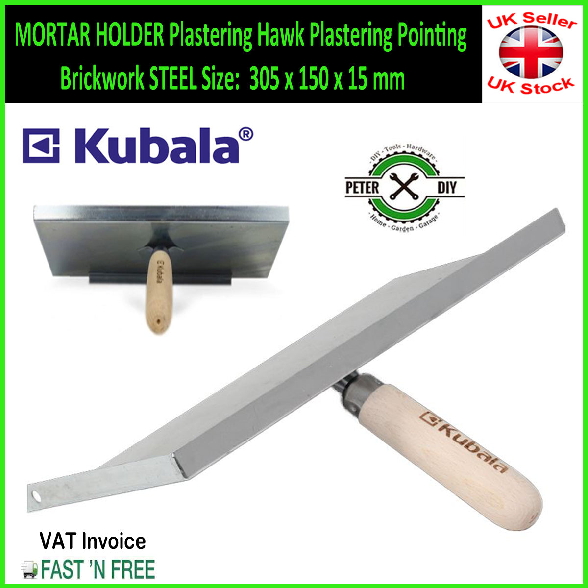 MORTAR HOLDER Plastering Hawk Plastering Pointing Brickwork STEEL Kubala 1610