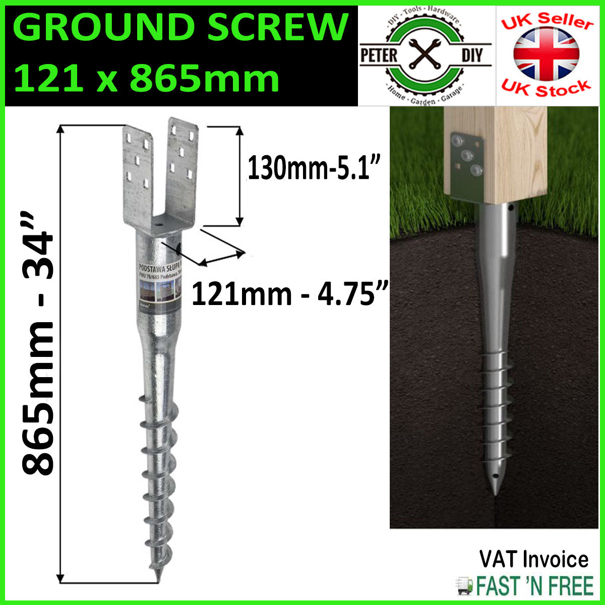 GROUND SCREWS FENCE POST Spike Support Holder Anchor Screw 70/80/90/100/120mm