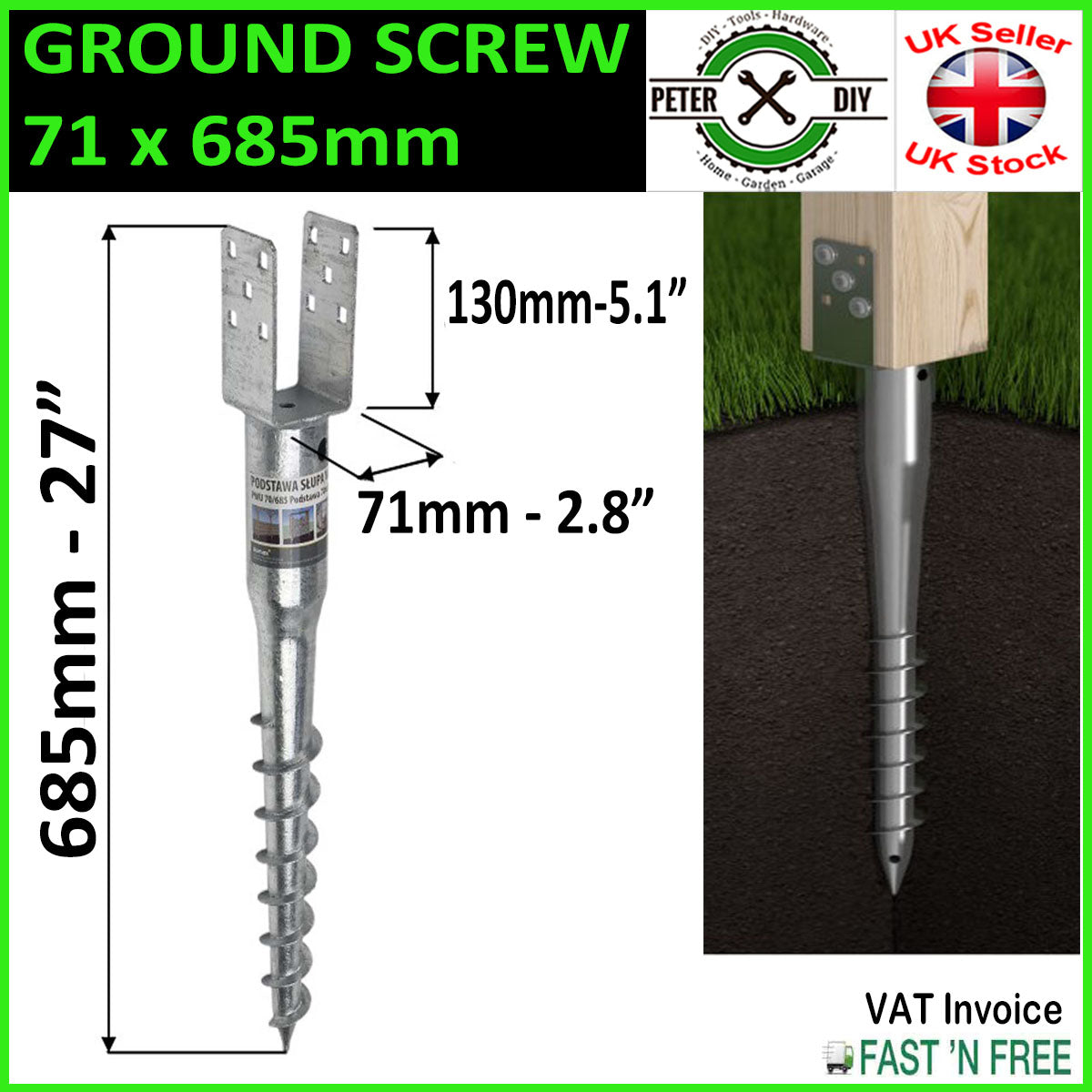 GROUND SCREWS FENCE POST Spike Support Holder Anchor Screw 70/80/90/100/120mm