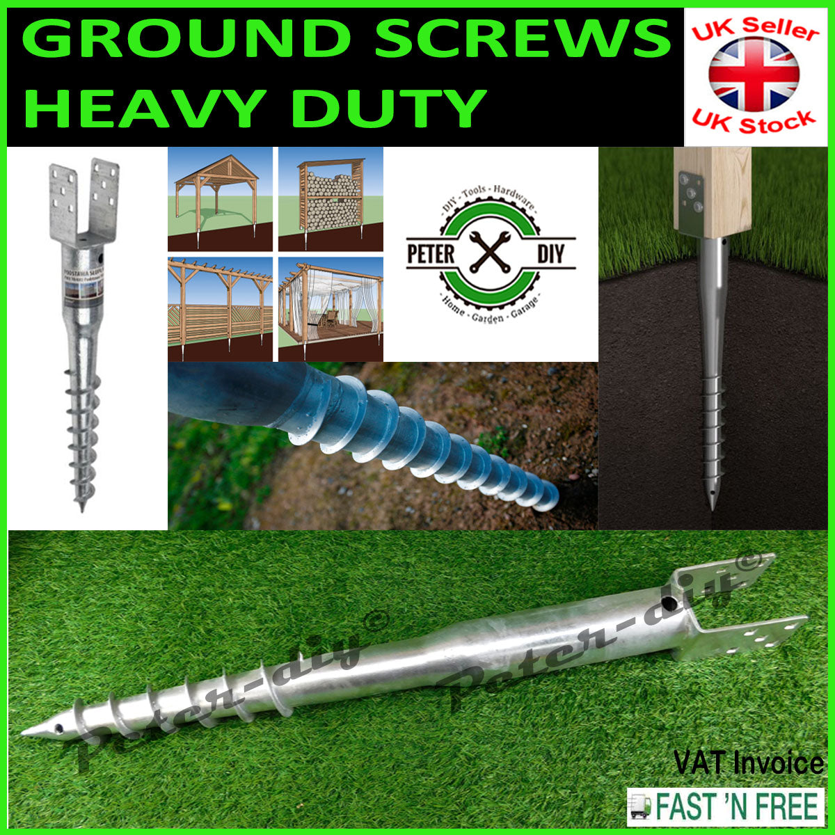 GROUND SCREWS FENCE POST Spike Support Holder Anchor Screw 70/80/90/100/120mm