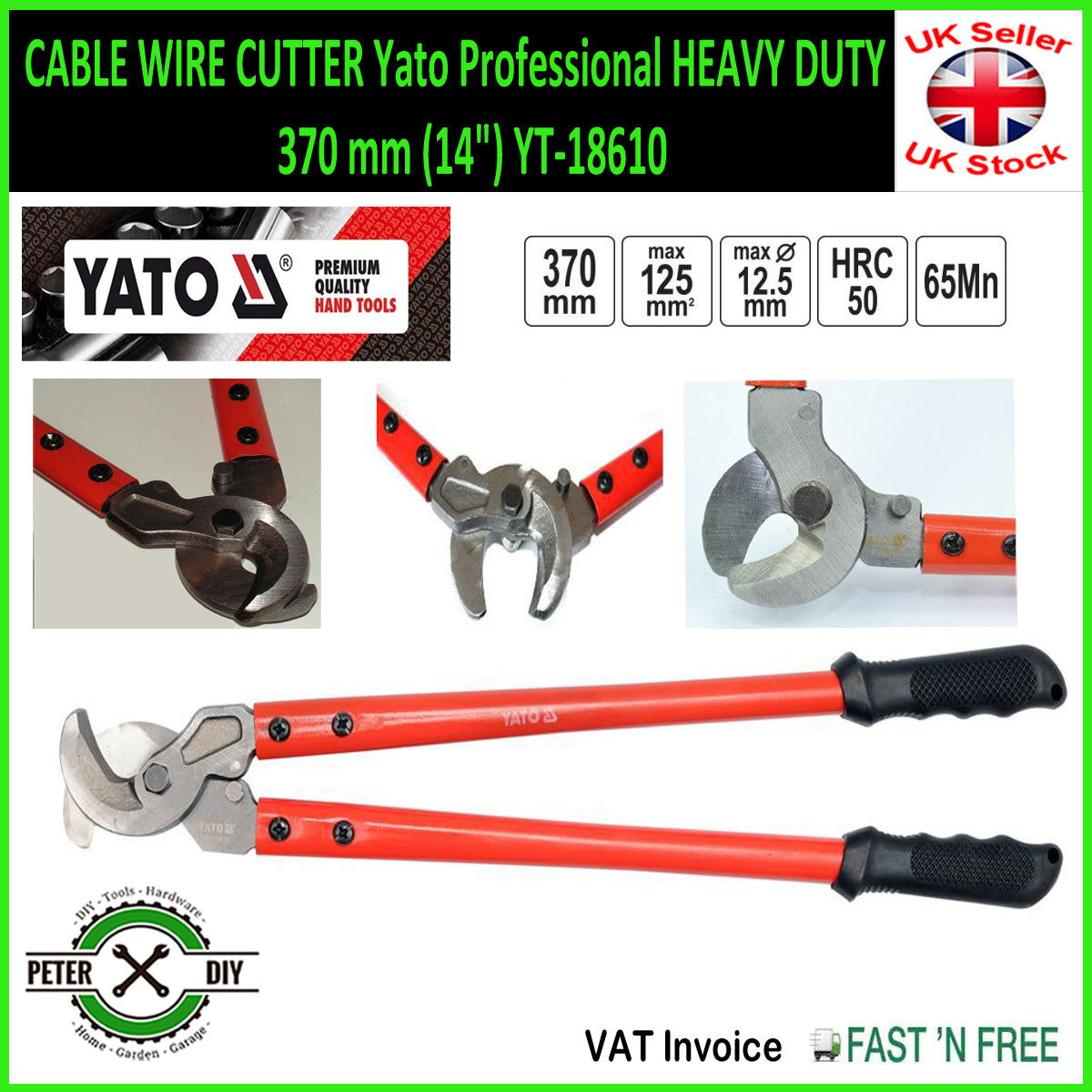 CABLE WIRE CUTTER Yato Professional HEAVY DUTY 370 mm (14") YT-18610