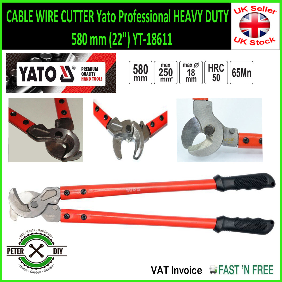 CABLE WIRE CUTTER Yato Professional HEAVY DUTY 580 mm (22") YT-18611