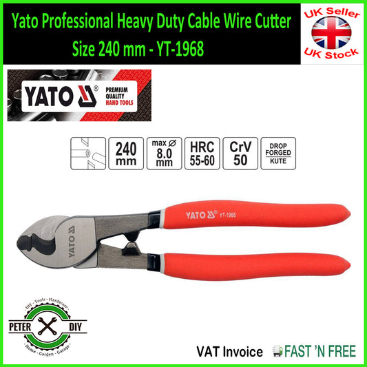 Yato Professional Heavy Duty Cable Wire Cutter Size 240 mm - 10" YT-1968