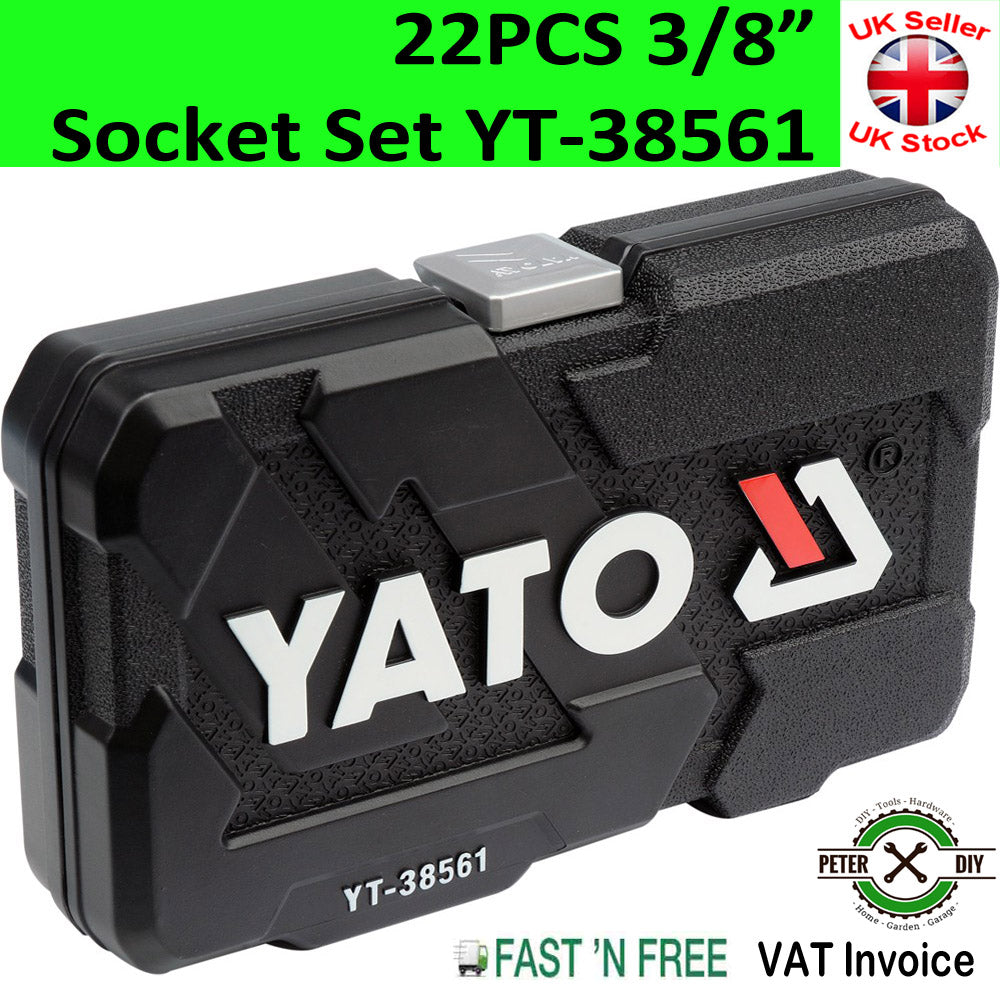 3/8" Socket Set Ratchet 22pcs Yato Professional AS-DRIVE In Handy Case YT-38561