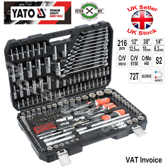 SOCKET SET RATCHET Yato Professional 216 pcs 1/2 1/4 3/8 Tools Toolbox YT-38841